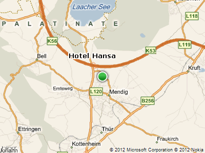 Übersichtskarte - Hotel HANSA - Landkreis Mayen-Koblenz - Laacher See - Autobahn A 61 - Mendig, Maria Laach
